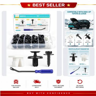 Kit clips de retenue d'aile sous couvercle moteur NuIth 101PCS pour Toyota Lexus