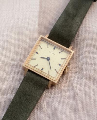 Kelton Carr�e M�canique vintage Plaqu� or Montre femme 21 mm