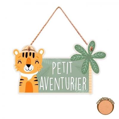 Plaque bois d�co chambre de gar�ons, porte b�b�, citation aventurier 11x19cm