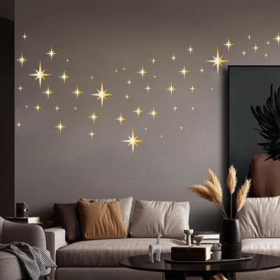 82 Stickers Miroir �toile 3D Argent Dor� Autocollant Mural Chambre d�co �toiles