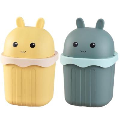 Lot De 2 Petites Poubelles De Table Avec Couvercle, Caricature Pour Bureau, Cham