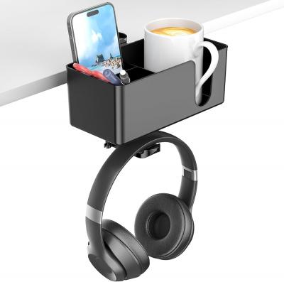 Porte Gobelet Bureau 4 En 1 Avec Support Casque Gamer   Crochet Pour Casque Sous