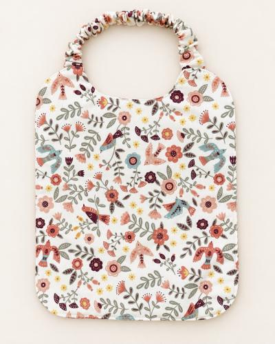 Bavoir �lastiqu� b�b� fait main   coton oiseaux & nid d abeille