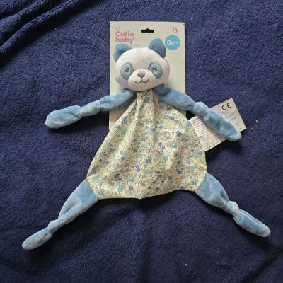 Cutie baby Doudou plat panda bleu et blanc en tissu pour b�b�