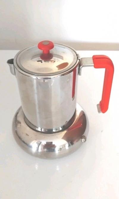 Lavazza Principessa Cafeti�re Italienne Vintage 3 Tasses Inox Poign�es Rouges