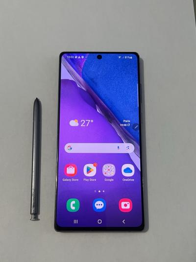 Samsung Galaxy Note20 Android Noir avec stylet S Pen, smartphone format barre