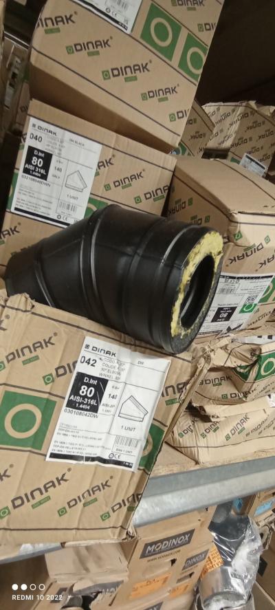 COUDE A 30 deg de conduit isol� d 80 int d140 ext marque dinak inox inox laqu�