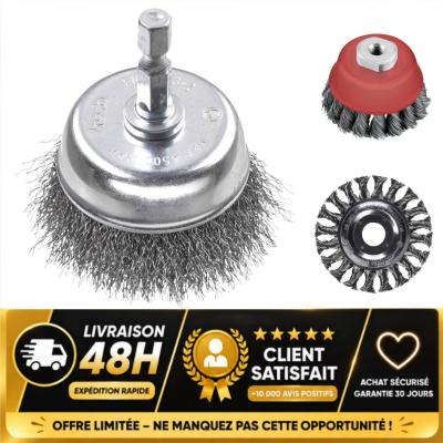 kwb Brosse boisseau fil d'acier ondul� � 75 mm pour perceuse, d�rouiller m�tal