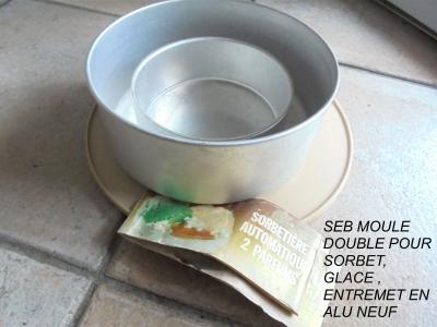MOULE POUR SORBETIERE SEB GLACE , ENTREMET 2 PARFUMS EN ALU 2 X 0,5 L NEUF