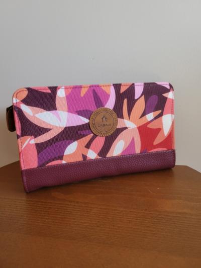 Caba�a portefeuille zipp� femme motif abstrait multicolore rose violet