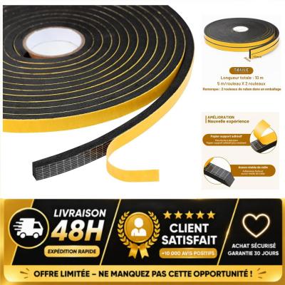 Joint Fen�tre Porte Mousse Adh�sive 10m Inwee Isolation Bruit Noir 10x6mm