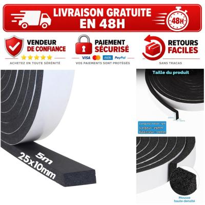 Storystore Joint Isolation Mousse Adh�sif Fen�tre Porte 25mm x 10mm x 5m Noir