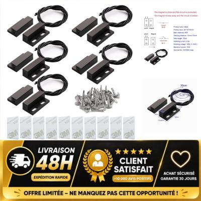 Gebildet 5x Capteur de Porte Fen�tre Filaire Alarme S�curit� Contact Magn�tique