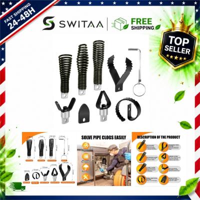 Jeu de 8 pi�ces de fixation pour perceuse serpent de vidange tari�re coupeuse pour machines 50 100 pieds