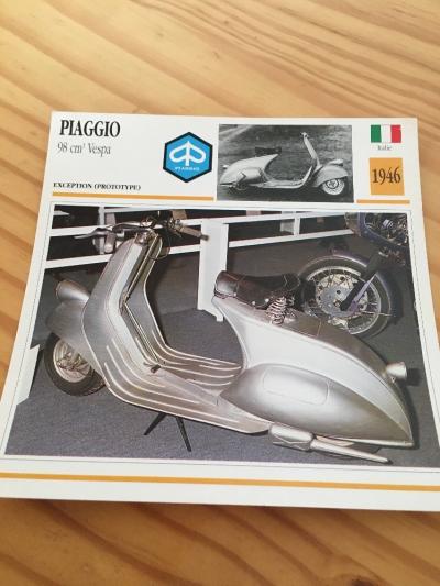 Piaggio 98 cc Vespa 1946 Motorcycle Card Atlas Collection Collector