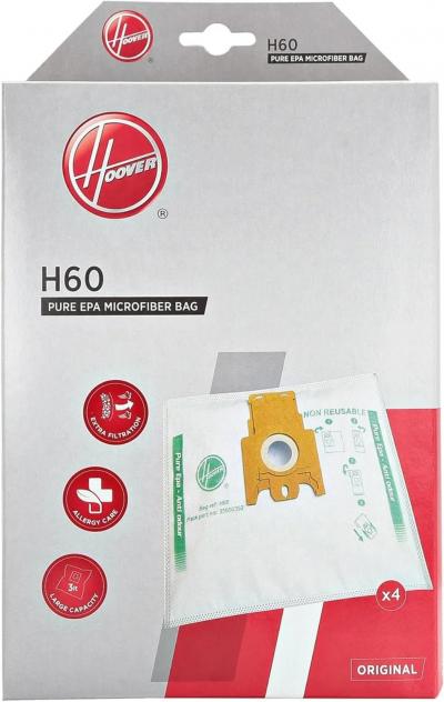 Sacs d'origine   H60   Pour Aspirateurs Hoover  pure EPA paquet de 4 sacs   Occa