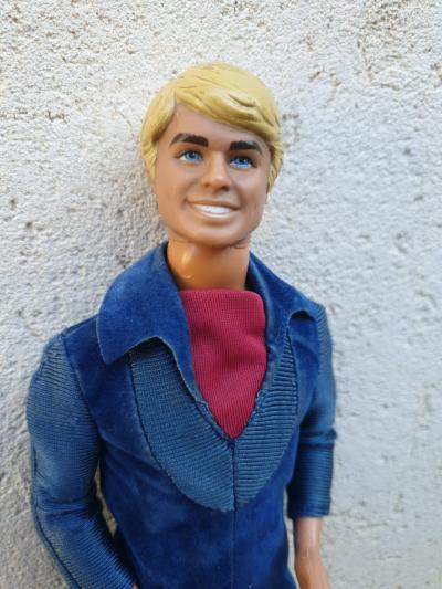 Poup�e Vintage Ken SuperStar Mattel 1977   Tenue Combinaison Bleue Velours #2211