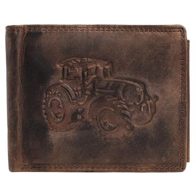 Portefeuille homme cuir v�ritable marron Akzent RFID tracteur 12 cm 6 cartes