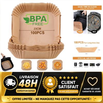 100 Papier Cuisson Air Fryer 23cm Jetable Antiadh�sif BPA Gratuit Accessoire