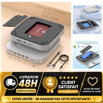 Rocketek Station d'accueil Mac Mini M2-M1 USB C HDMI VGA SSD SATA