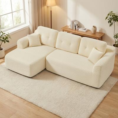 Canap� angle modulable LEDREM en L m�ridienne gauche velours c�tel�
