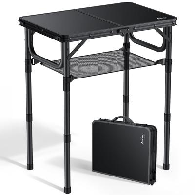 Anbte Table de Camping Pliante 3 Hauteur 60x40x70 cm en Aluminium MDF Noir