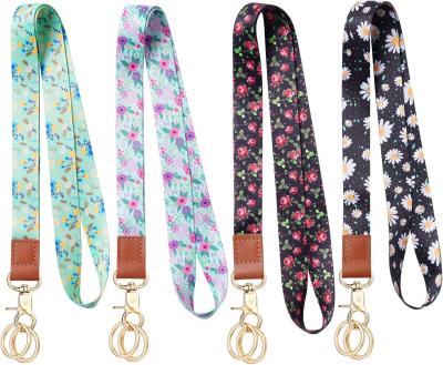 Cordon Tour De Cou, 4Pcs Porte Badge Lani�re Avec Metal Ring, Lanyard Strap Neck