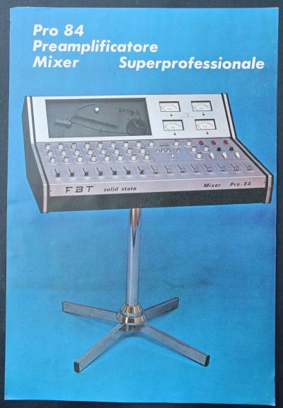 Brochure publicitaire FBT Mixer PRO 84 Preamplificatore sono recto-verso