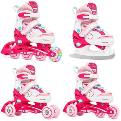 Roller en Ligne Lia Roue LED du 30 au 33 EnfantBlanc-Rose Mixte Taille Ajustable