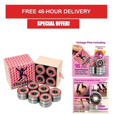 627 Roulements de Skate 7mm 16 Pack ABEC 9 Acier Chrome pour Quad Roller Skates