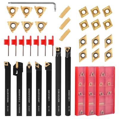 Kit de 28 outils de tournage indexables, tige d'al�sage de 10 mm en m�tal avec