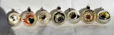 anciennes d�corations No�l. lot 7 boules de No�l creuses en verre. Vintage