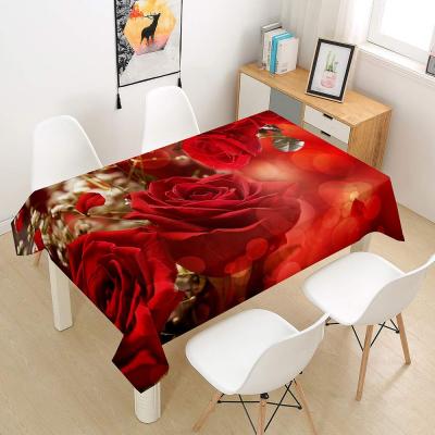 Nappe Rectangulaire Imperm�able, Rose Fleur Impression Nappe de Table Lavable