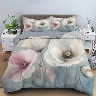 Housse De Couette 3 Pi�ces Coquelicots Vintage   Doux Respirant   Set Literie