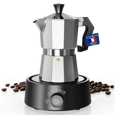 Xelanza Cafeti�re �lectrique, 6 Tasses, Moka pot, cafeti�re Medium, Argent