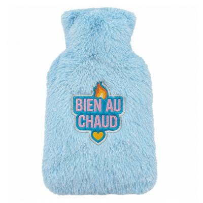 Bouillotte � eau peluche Bien au chaud bleu ciel 27 cm