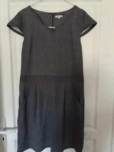 Lady Blush Robe femme droite 46 noir-blanc g�om�trique col V manches courtes