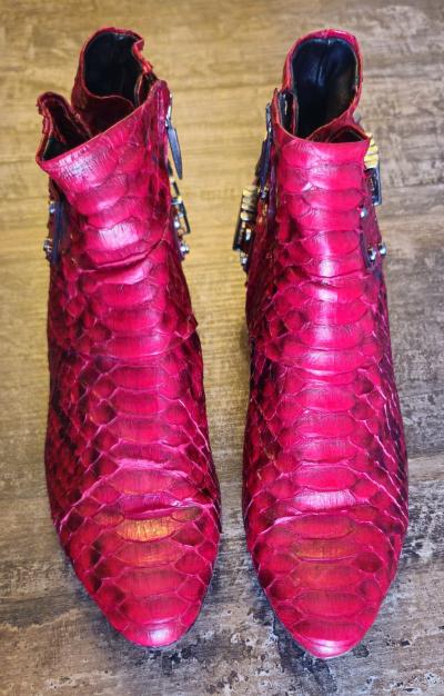 Fury London bottines femme rouges python imprim� animal, pointues, EU 37