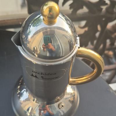 Inoxpran Orchidea Cafeti�re italienne moka acier 18-10 argent�-dor� filtre