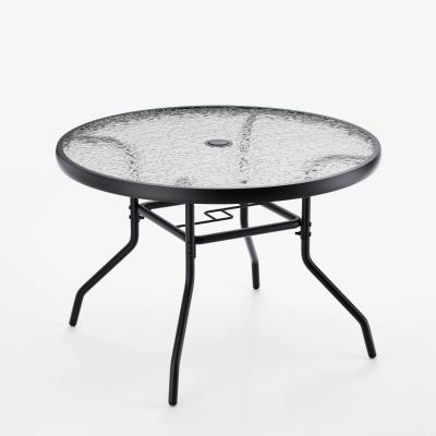 Table de jardin ronde 70 x 70 x 45,5 cm avec trou pour parasol et surface lisse