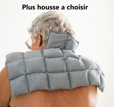 bouillotte artisanale en graine de lin neuve   enveloppe lavable coton 35x48 cm