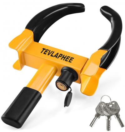 Tevlaphee Antivol Voiture Sabot Roue, Griffe de Pneu, L, Noir & Jaune