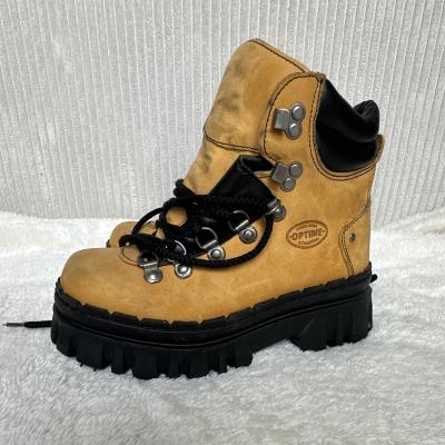 Bottines Grunge Punk Optime Jaunes Boots Randonn�e Chunky Vintage