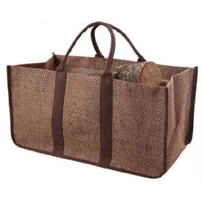 Sac � b�ches marron-noir en toile de jute plastifi�   30 x 60 x 40 cm