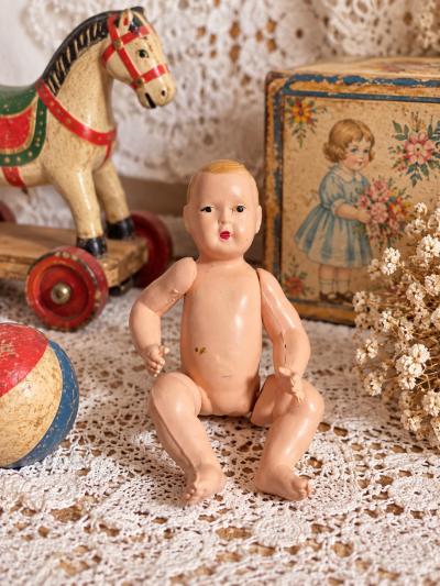 Mini baigneur ancien SIC cellulo�d 8 cm   articul�   bon �tat   poup�e miniature