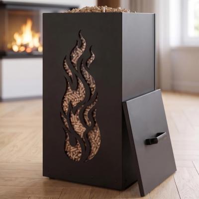 CASABEL R�servoir Pellets & Granul�s avec Roulettes, Cap.45kg, Motif Flamme