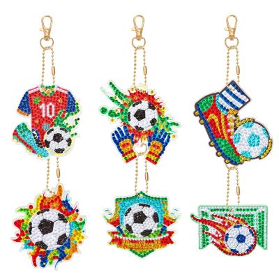 5D DIY Kit de Porte cl�s Peinture Diamant�e de Football 6Pcs Double Face Porte