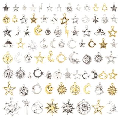 110Pcs Breloques Lune �toile Soleil Fabrication de Bijoux Charme   Dor�-argent�