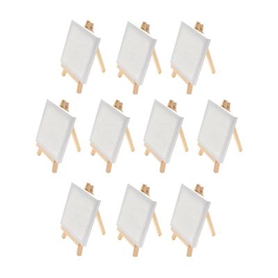 Lot de 10 Mini Chevalets de Table en Bois 10 x 10 cm   Blanc