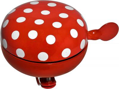 Ding Dong Cloche de V�lo R�tro 80 mm pour V�lo Hollandais   Rouge � pois